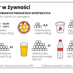 Czy piwo ma cukier w sobie? Infografika pokazuje, że nawet w produktach, których nie podejrzewamy, jak ketchup czy pizza, jest sporo cukru.